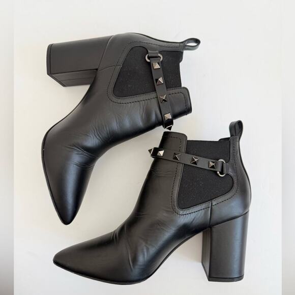 Valentino Garavani Black leather Rockstud Chelsea 85mm Ankle Boots EU 38.5 - Picture 3 of 10